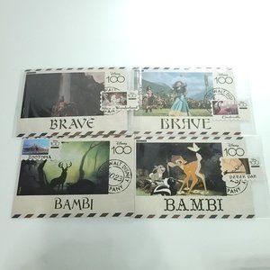 Brave Bambi 2023 Card Fun Disney 100 Carnival Postcard & Stamp Vary Lot Of 4